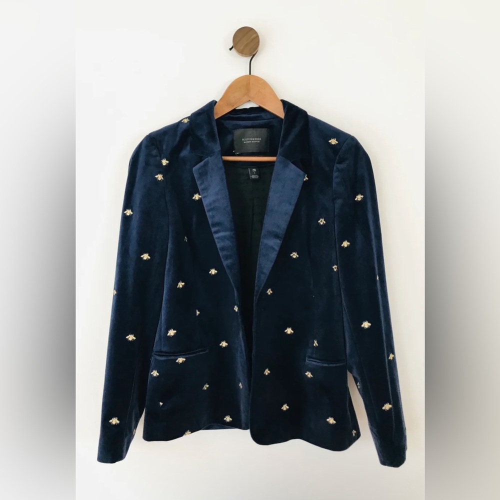 Scotch & Soda Blue and Gold Velvet Blazer